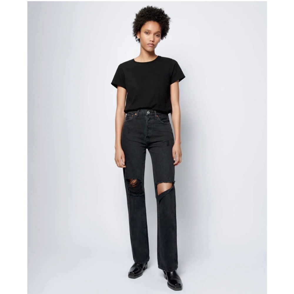 RE/DONE High Rise Loose Jeans Washed Black with Rips - 28 - Picture 8 of 16